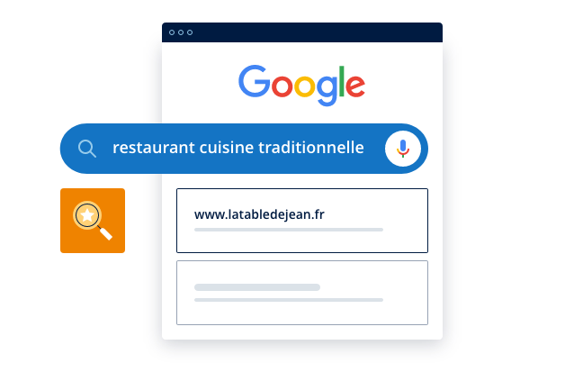 Exemple de recherche d'un restaurant sur Google.