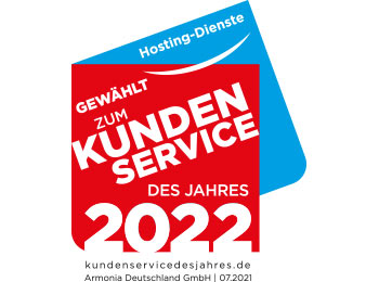Hosting Dienste Gewählt zum Kundenservice des Jhres 2022 von Armonia Deutschland kundenservicedesjahres.de