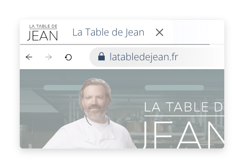 Aperçu du site Web La table de Jean avec un gros plan sur le nom de domaine
