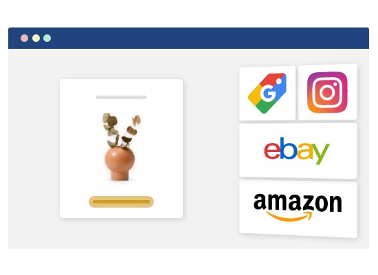 A vase being sold on eCommerce platforms and marketplaces: Amazon, eBay, Google and Instagram
