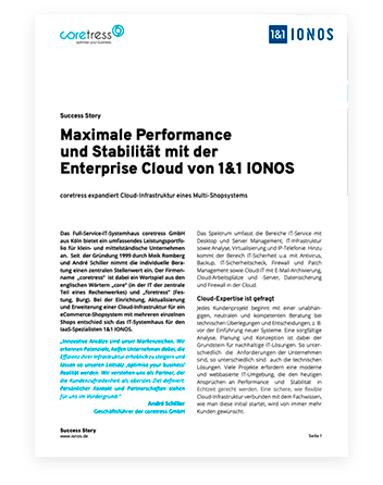 Núcleo del documento; Titular: Máximo rendimiento y estabilidad con la Nube Empresarial de 1&1 IONOS
