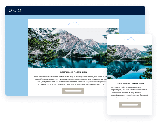 email responsive template in a browser window and a mobile screen