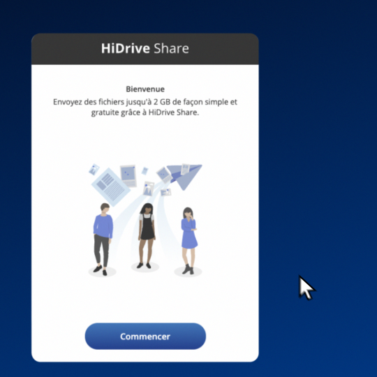 Aperçu de l'interface sur laquelle HiDrive Share peut être utilisé