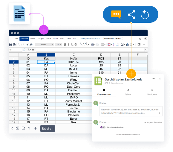 Collabora Online Excel Produkt Screenshot