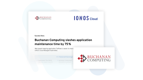 IONOS Cloud success story thumbnail featuring Buchanan computing