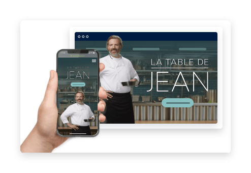Aperçu du site Web du restaurant La table de Jean et de sa version mobile sur un smartphone