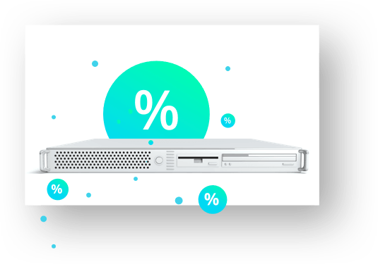 A server with a percentage sign; Cheap servers; Discounted servers